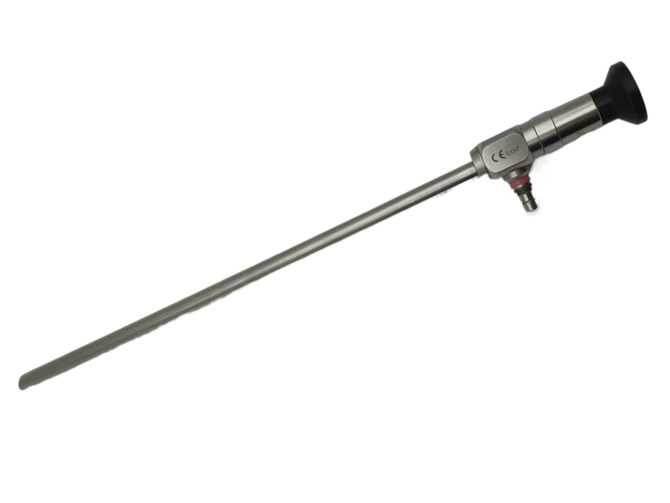 Rigid optical endoscope with eyepiece and light connector